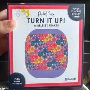Packed Party Blue and Purple Bluetooth Speaker with Floral Design